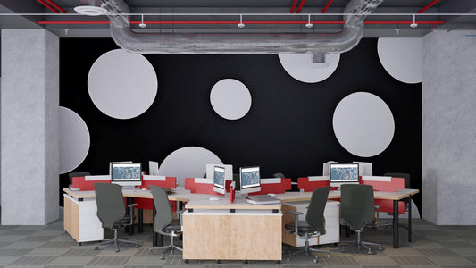 Black and White Dot Wall Mural – Minimal Modern Polka Dot Wallpaper, Bold Geometric Accent Wall for Office or Home Vn853