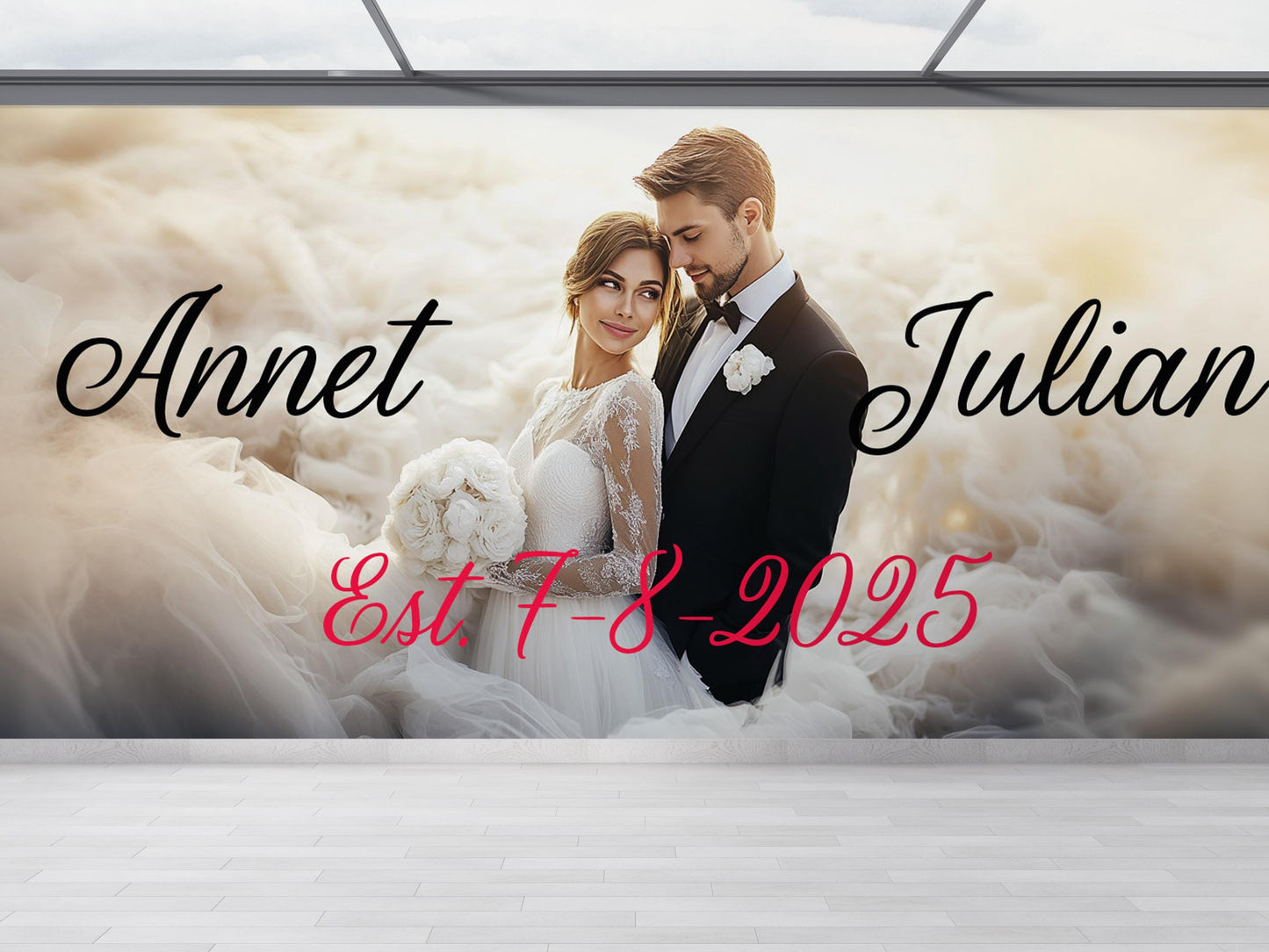 Custom Wedding Backdrop Sign | Elegant Couple Photo Banner | Personalized Wedding Decor | Est. Date Wedding Sign Vn507