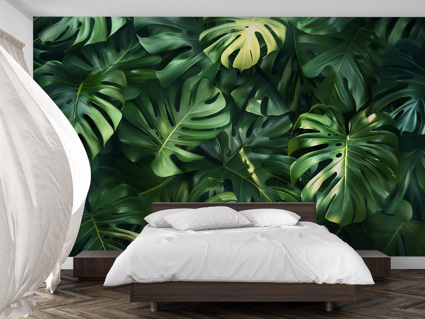 Monstera Leaf Wall Art – Tropical Jungle Greenery Print, Botanical Nature Decor for Living Room, Bedroom or Office Vn1061