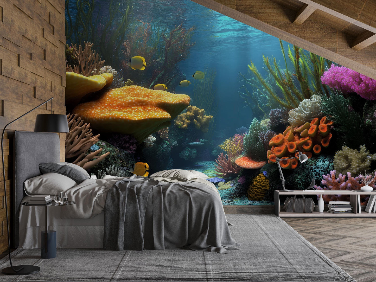 Tropical Coral Reef Wall Mural – Vibrant Underwater Ocean Scene Vn819