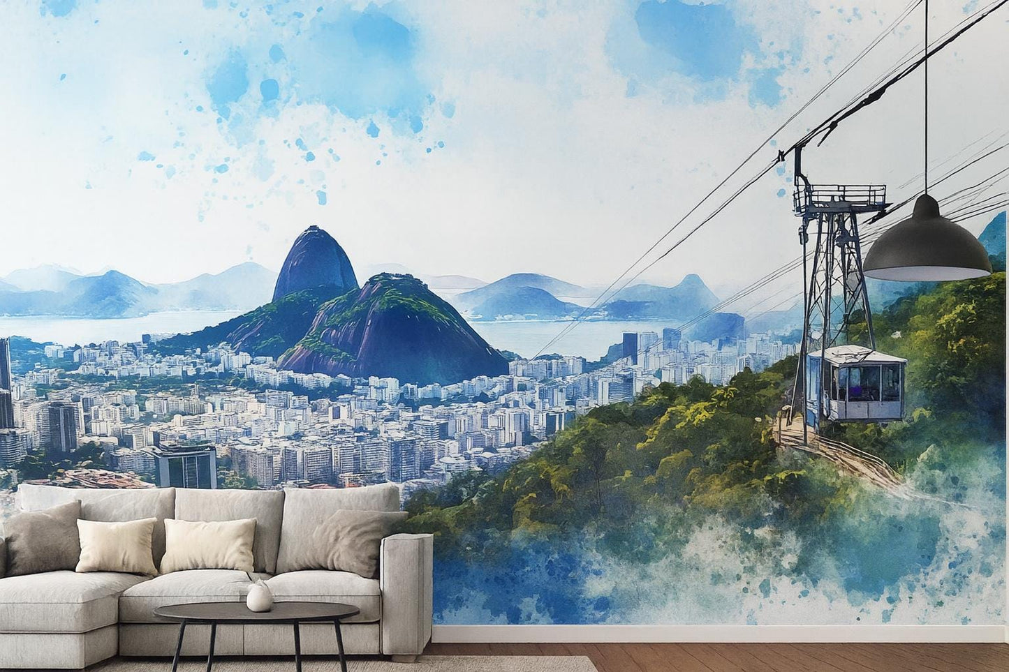 Rio de Janeiro Wall Mural – Sugarloaf Mountain Cable Car Skyline Wallpaper Vn939