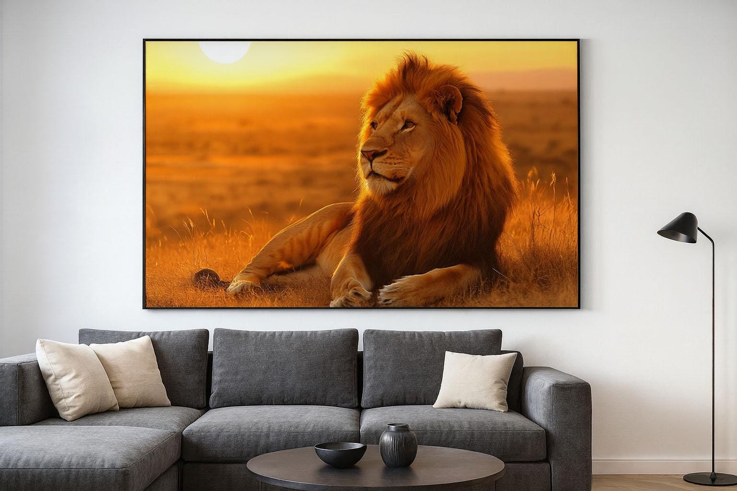 Lion Wall Mural – Safari Wildlife Wallpaper, Majestic King of the Jungle Accent Wall for Living Room or Bedroom Vn861