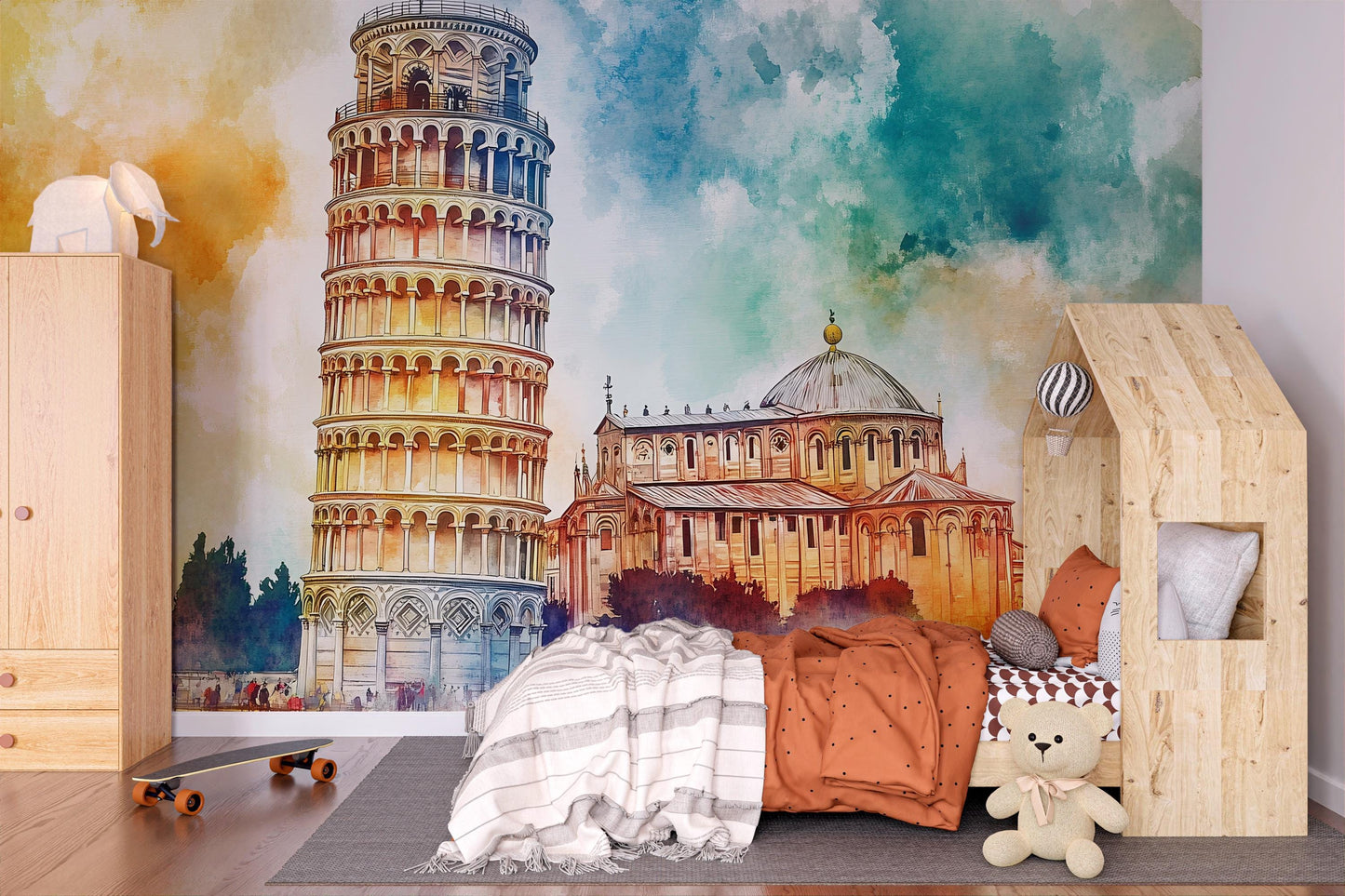 Leaning Tower of Pisa Wall Art – Italy Landmark Watercolor Print Vn952