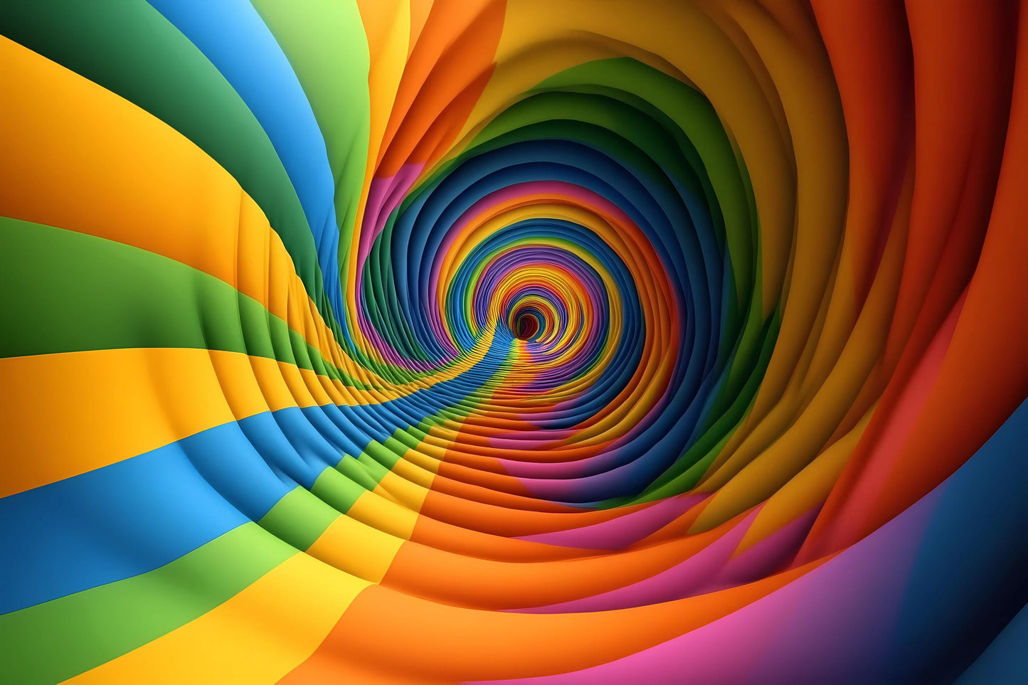 Rainbow 3D Tunnel Wall Mural – Colorful Optical Illusion Wallpaper Vn908