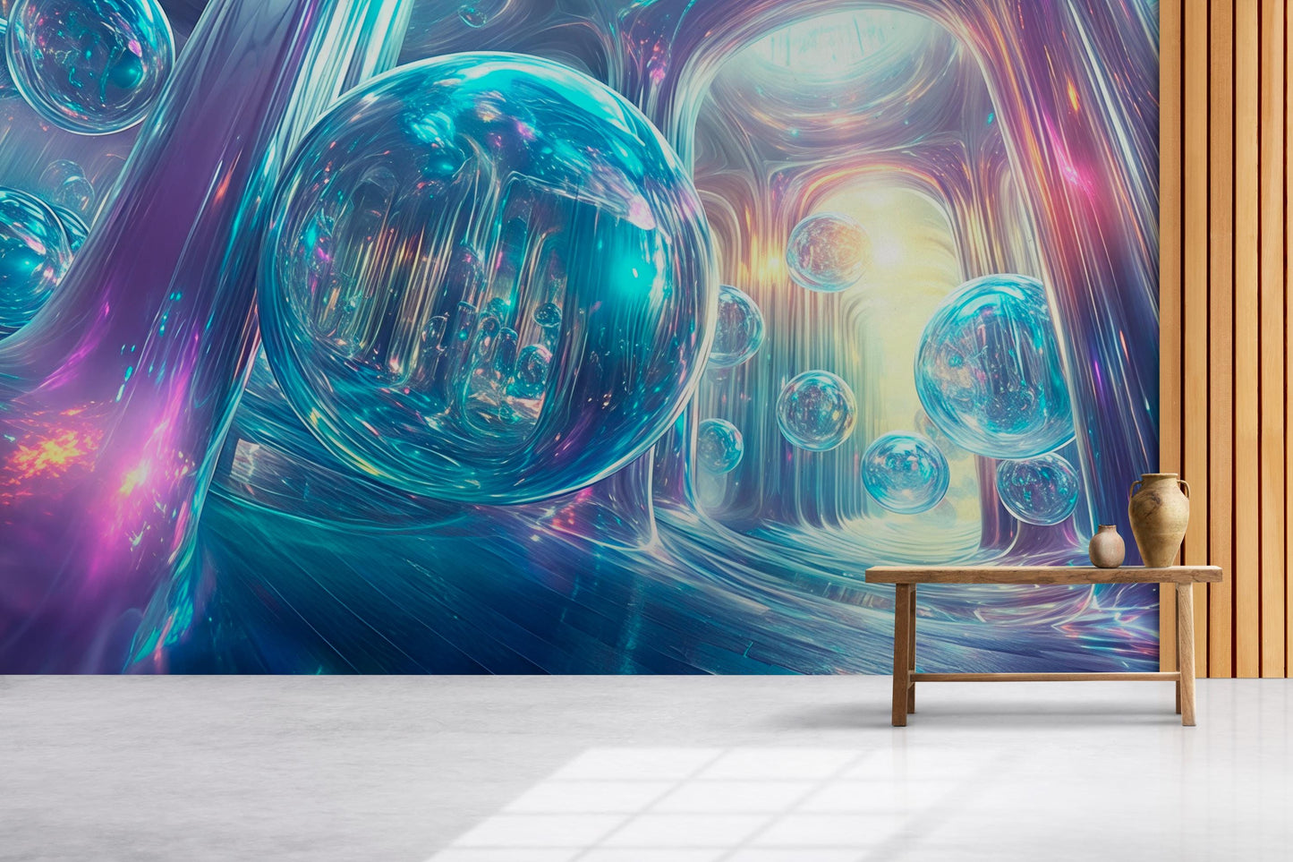 Futuristic Space Wall Mural for Bedroom – 3D Sci-Fi Abstract Galaxy Art Wallpaper Vn568