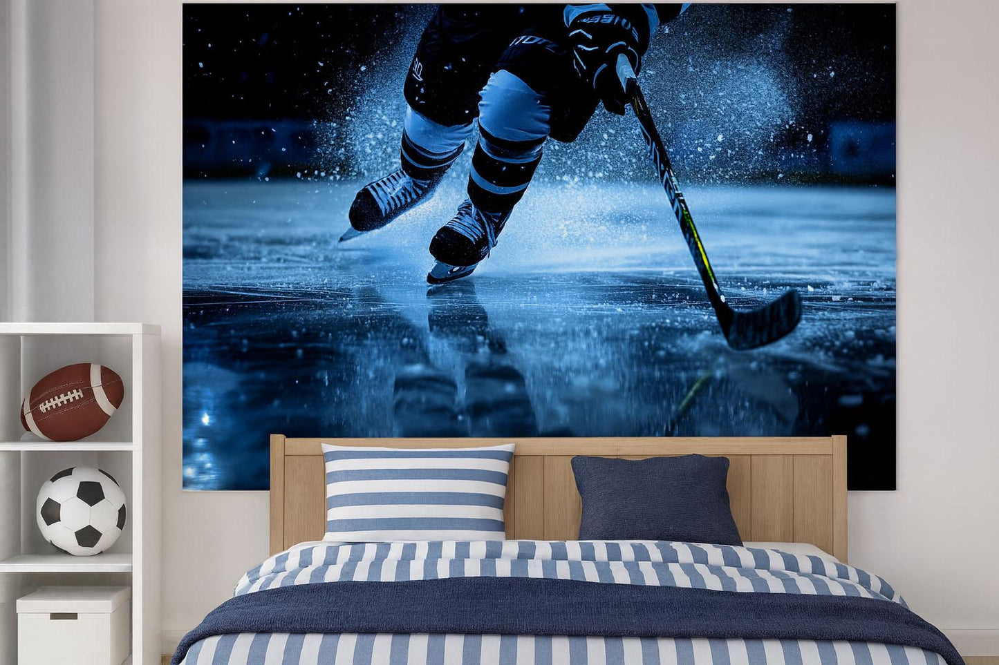 Ice Hockey Action Wall Mural – Boys Sports Room Decor, Teen Athlete Wallpaper Vn882