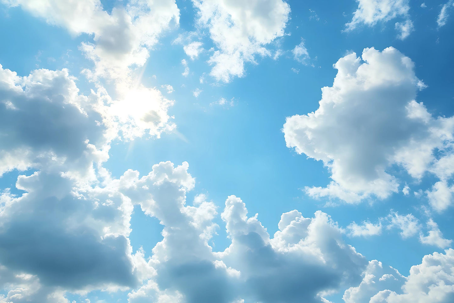 Blue Sky Cloud Wallpaper – Bright Sunlight Realistic Wall Mural Vn1019