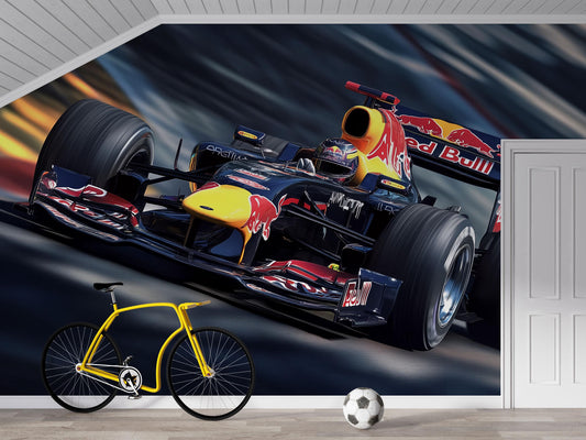 Red Bull Formula 1 Wall Mural – Racing Car Wallpaper for Boys Bedroom & Gamer Room Vn877