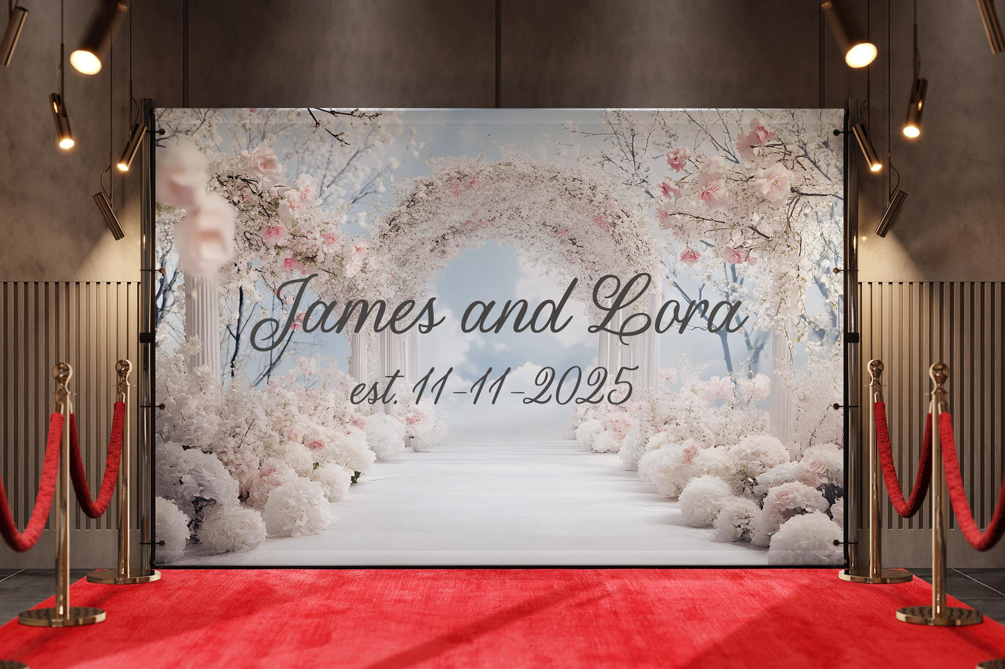 Custom Wedding Backdrop Sign | Personalized Floral Arch Wall Decor | Romantic Wedding Banner Vn515