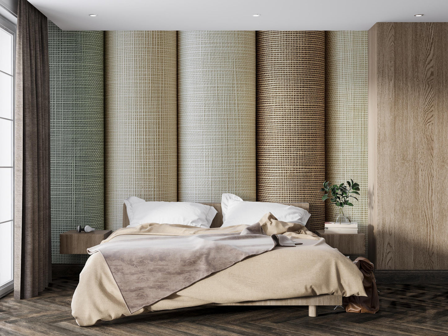 Grasscloth Style Neutral Wallpaper – Woven Linen Texture Wall Covering Vn1004