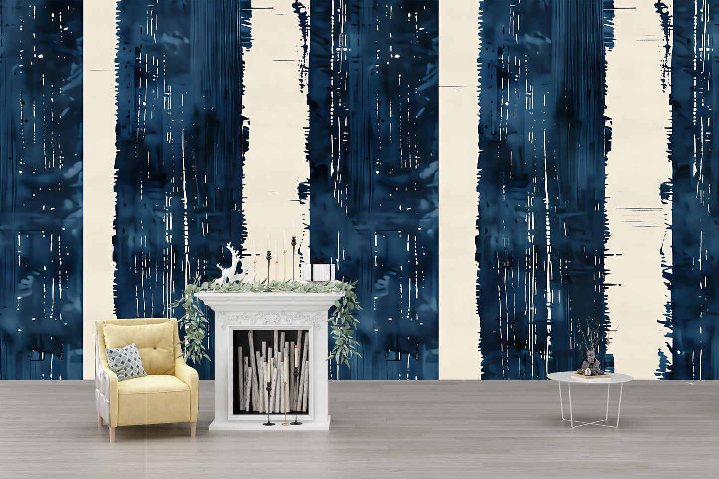 Navy Blue Striped Wallpaper | Modern Abstract Wall Mural | Bold Statement Wall Art Vn1032