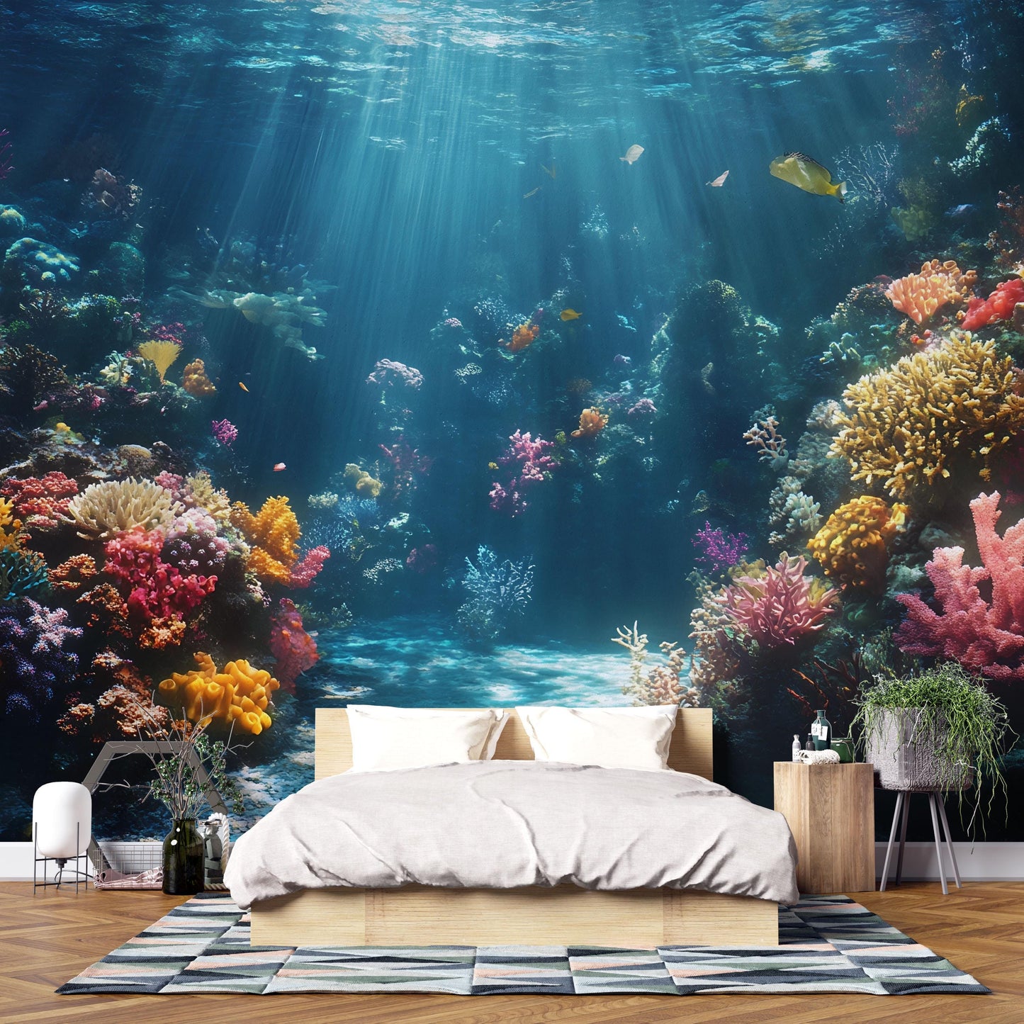 Underwater Coral Reef Wall Mural – Ocean Scene Wallpaper for Home & Office Vn822