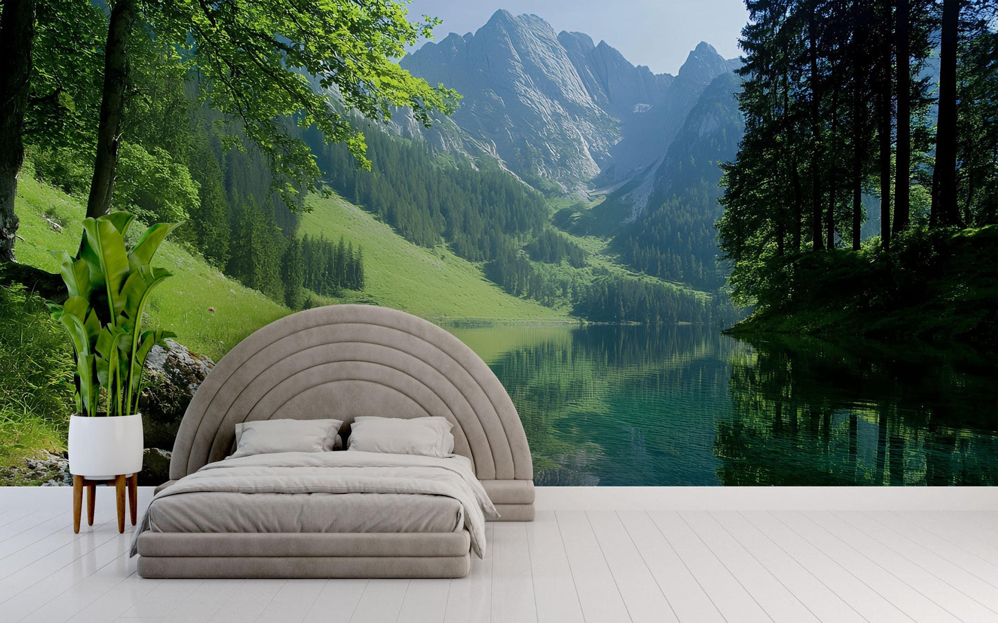 Lake Forest Wall Mural Bedroom Decor – Tranquil Nature Landscape Wallpaper Vn683
