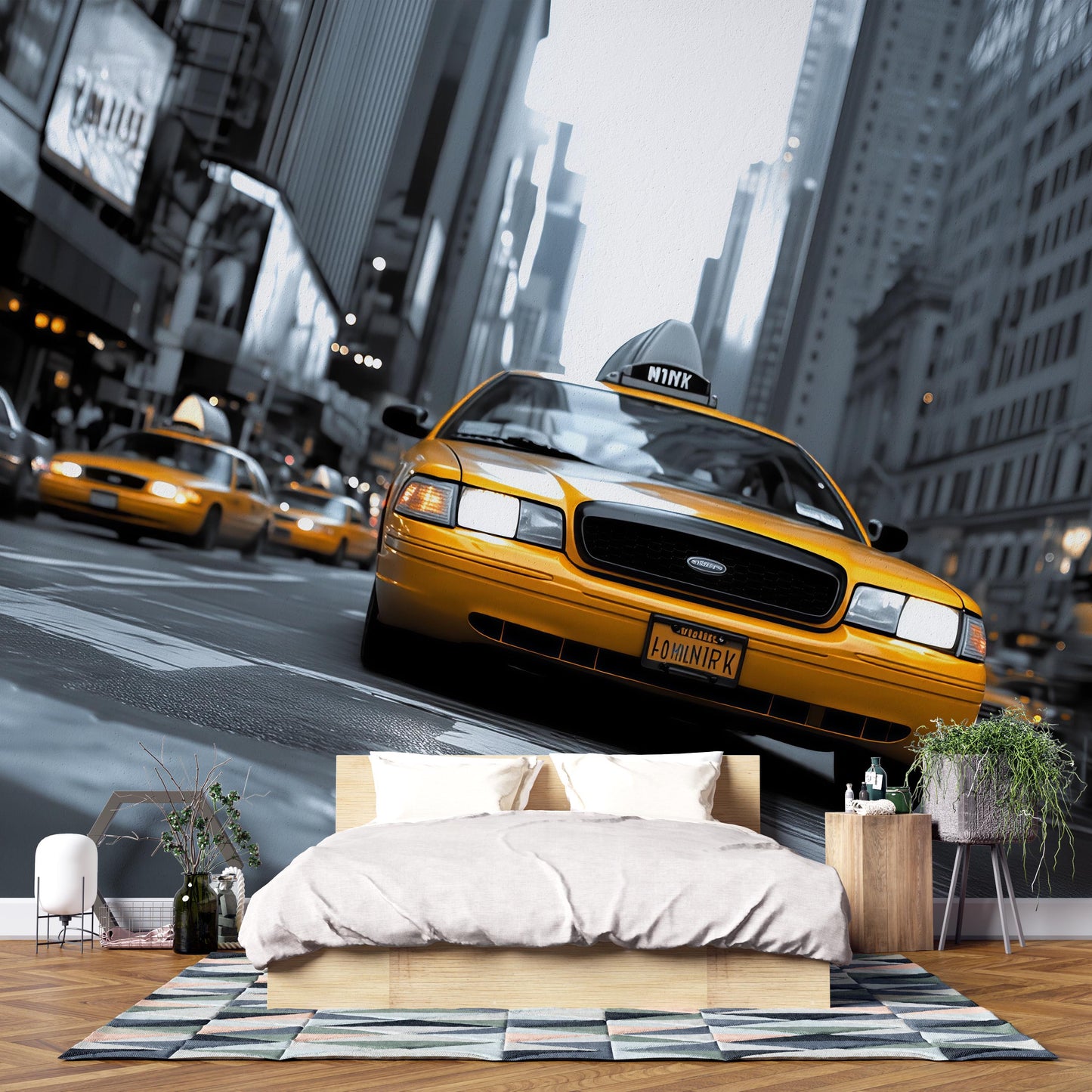 NYC Yellow Taxi Wall Mural – New York City Street Wallpaper Vn903