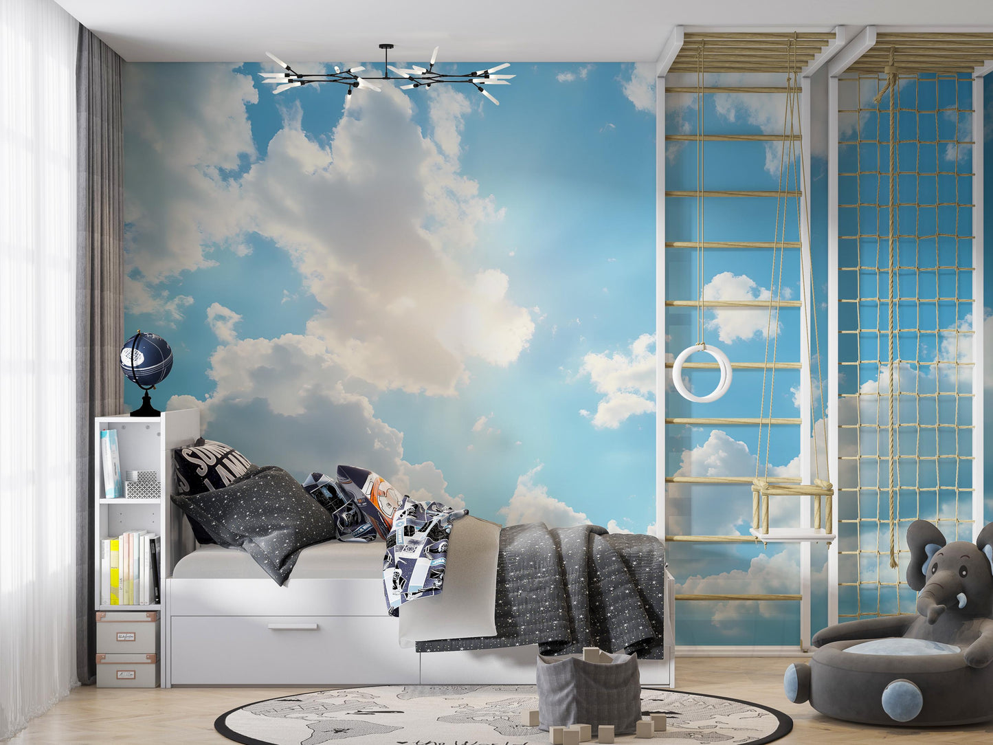 Blue Sky Clouds Wallpaper – Bright Sky Wall Mural for Bedroom & Living Room Decor Vn1017