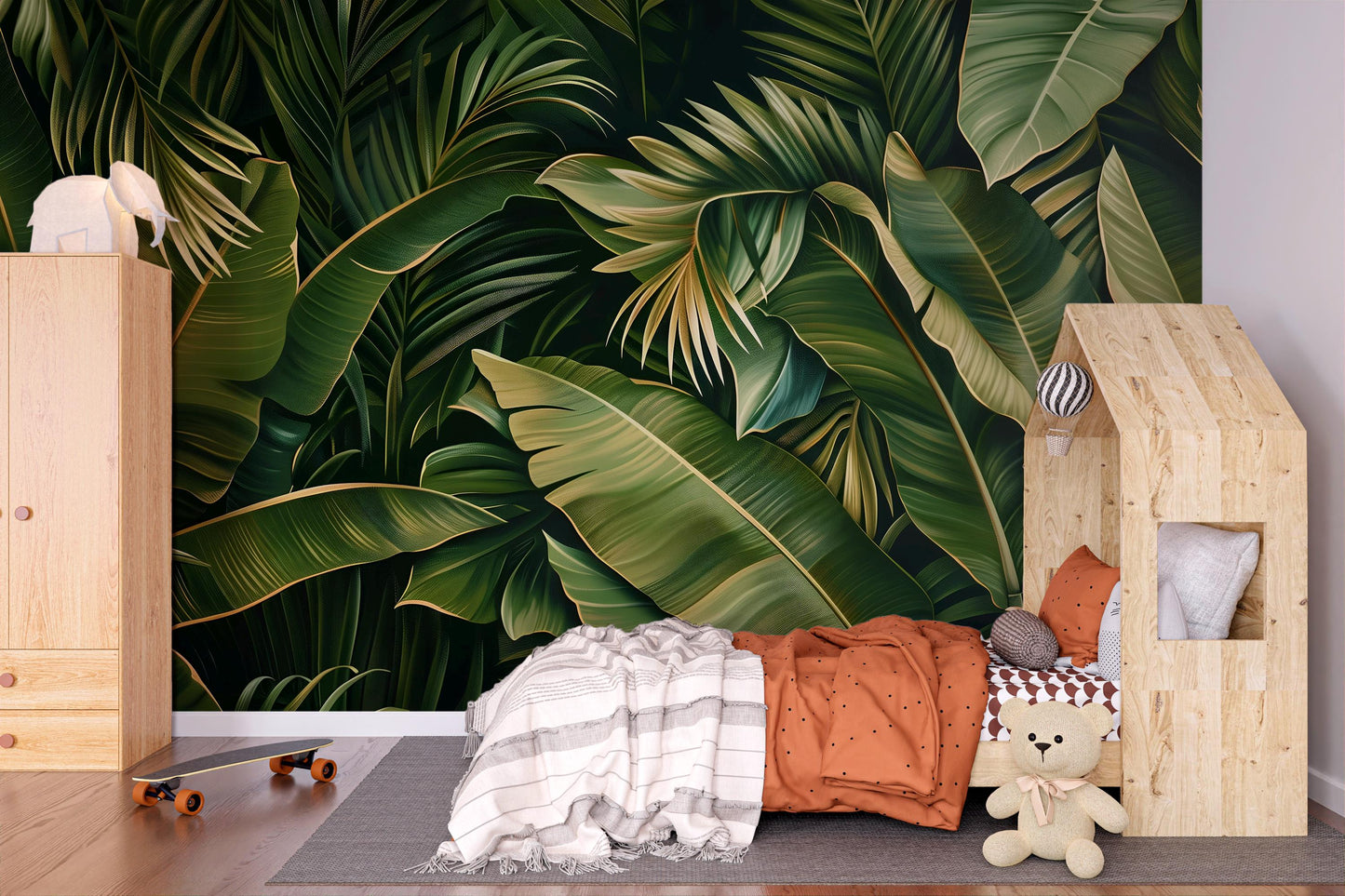Tropical Jungle Banana Leaf Wall Mural – Exotic Botanical Wallpaper for Living Room or Office Vn1054
