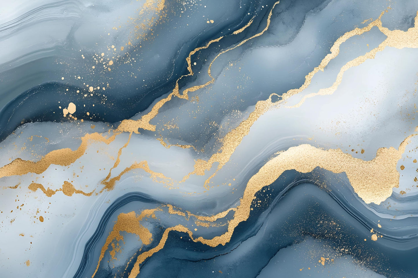 Blue Gold Marble Wall Mural – Abstract Luxury Wallpaper Vn967
