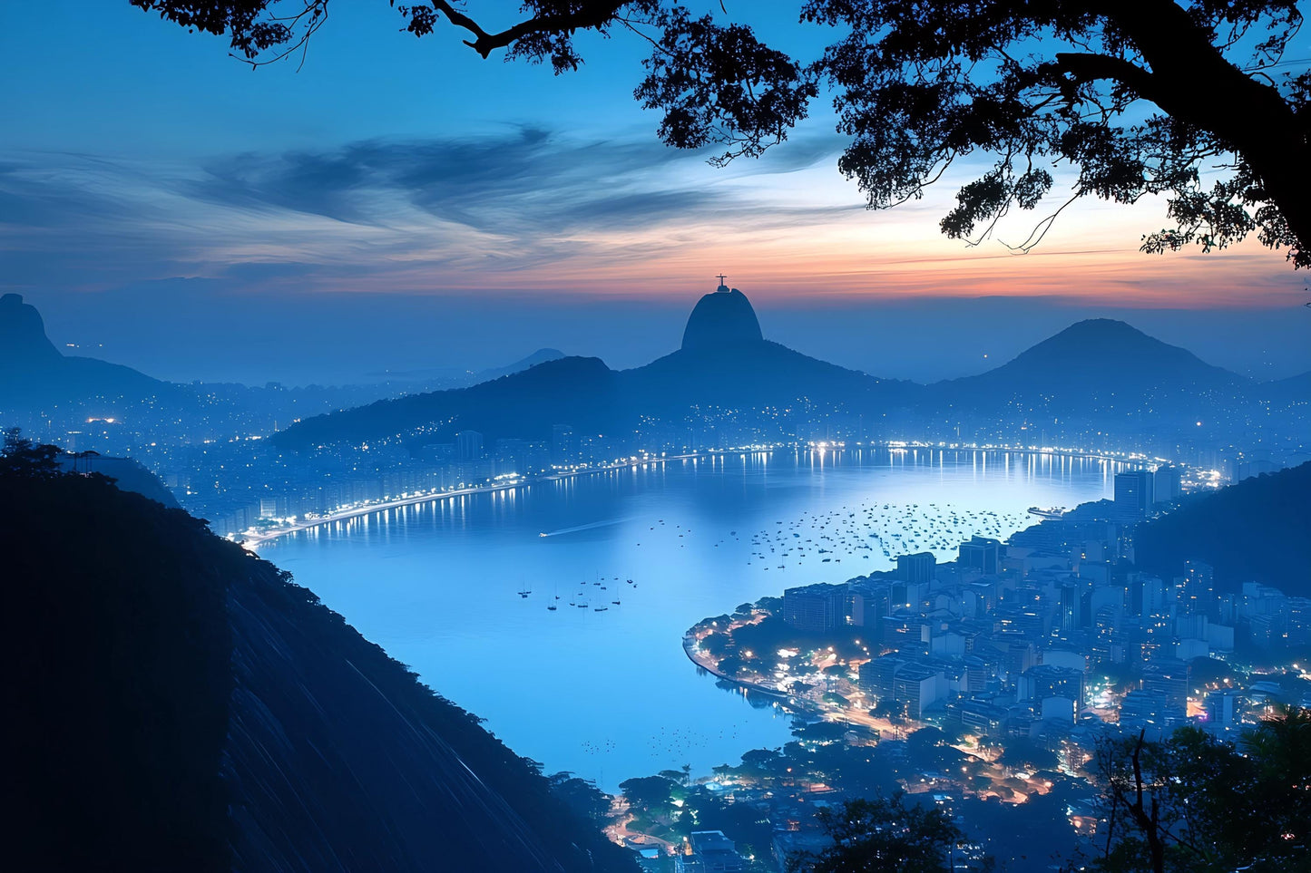 Rio de Janeiro Twilight Skyline Mural – Brazil Wall Art Wallpaper Vn949