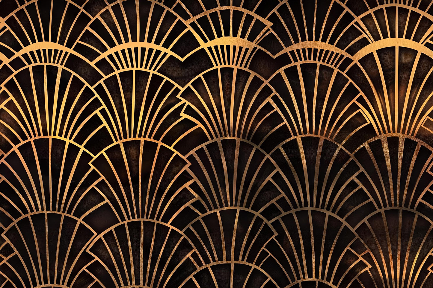 Art Deco Wall Mural – Luxury Gold Fan Pattern Wallpaper for Living Room, Bedroom, Office or Bar Decor Vn1086
