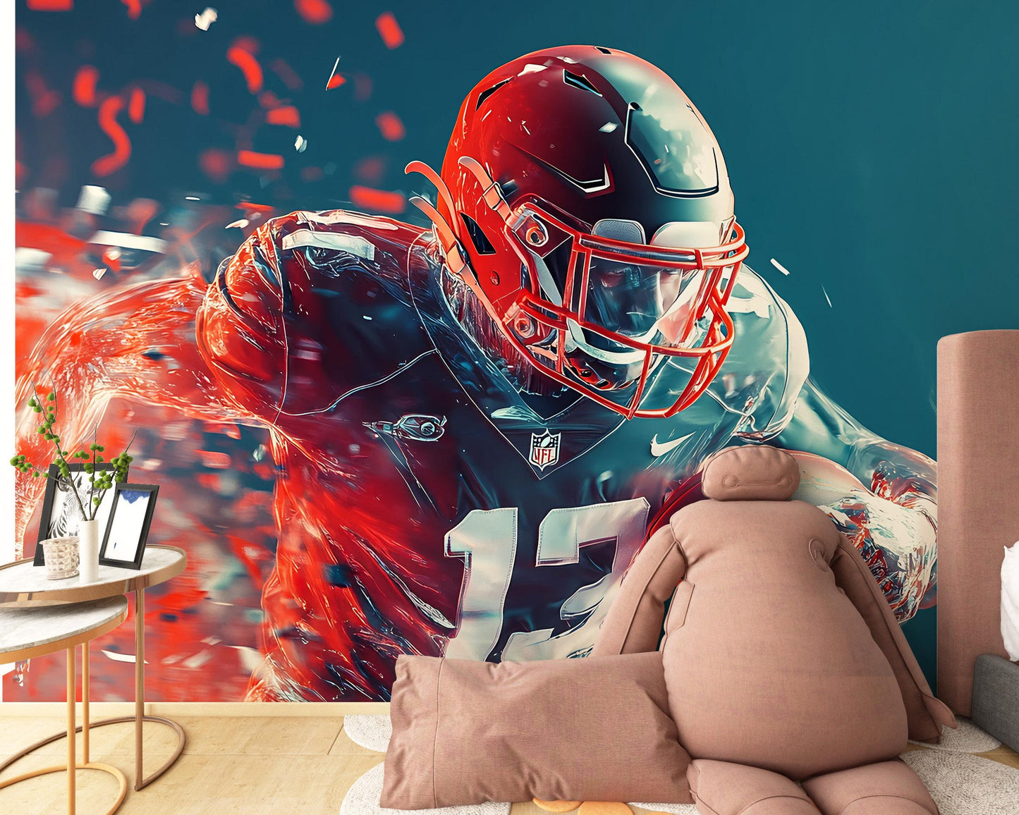 Football Wall Mural | Bold Sports Art | NFL Athlete Room Decor | Teen Boy Wall Art | Gamer Room Poster | Sports Theme Mural Vn532