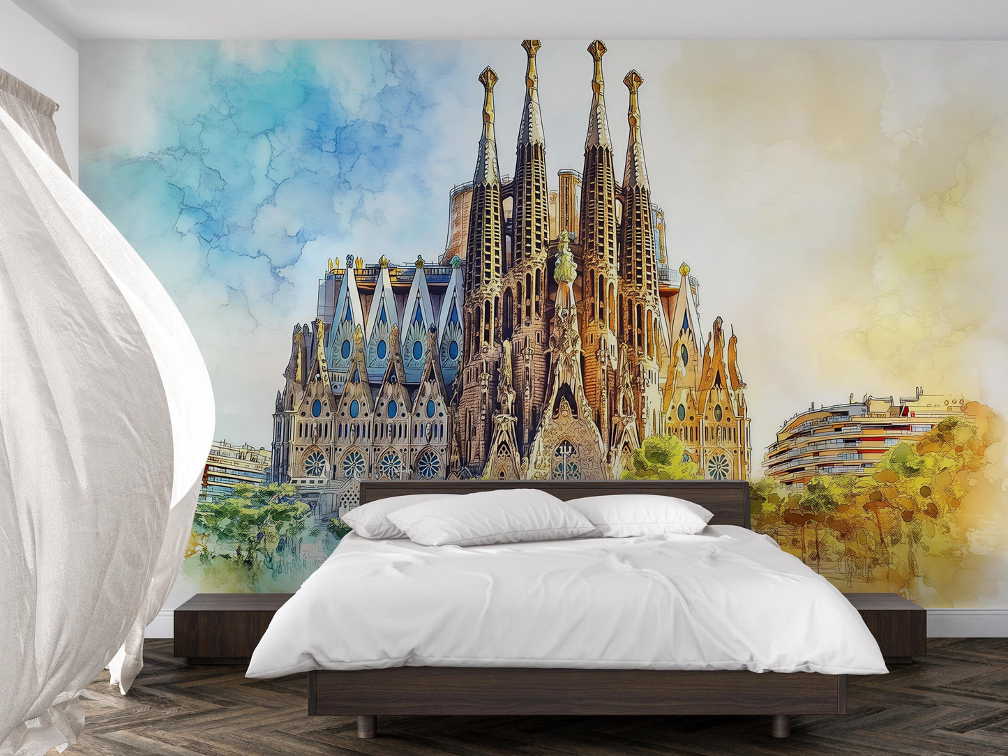 Barcelona Sagrada Familia Mural – Spain Landmark Wall Art Wallpaper Vn950