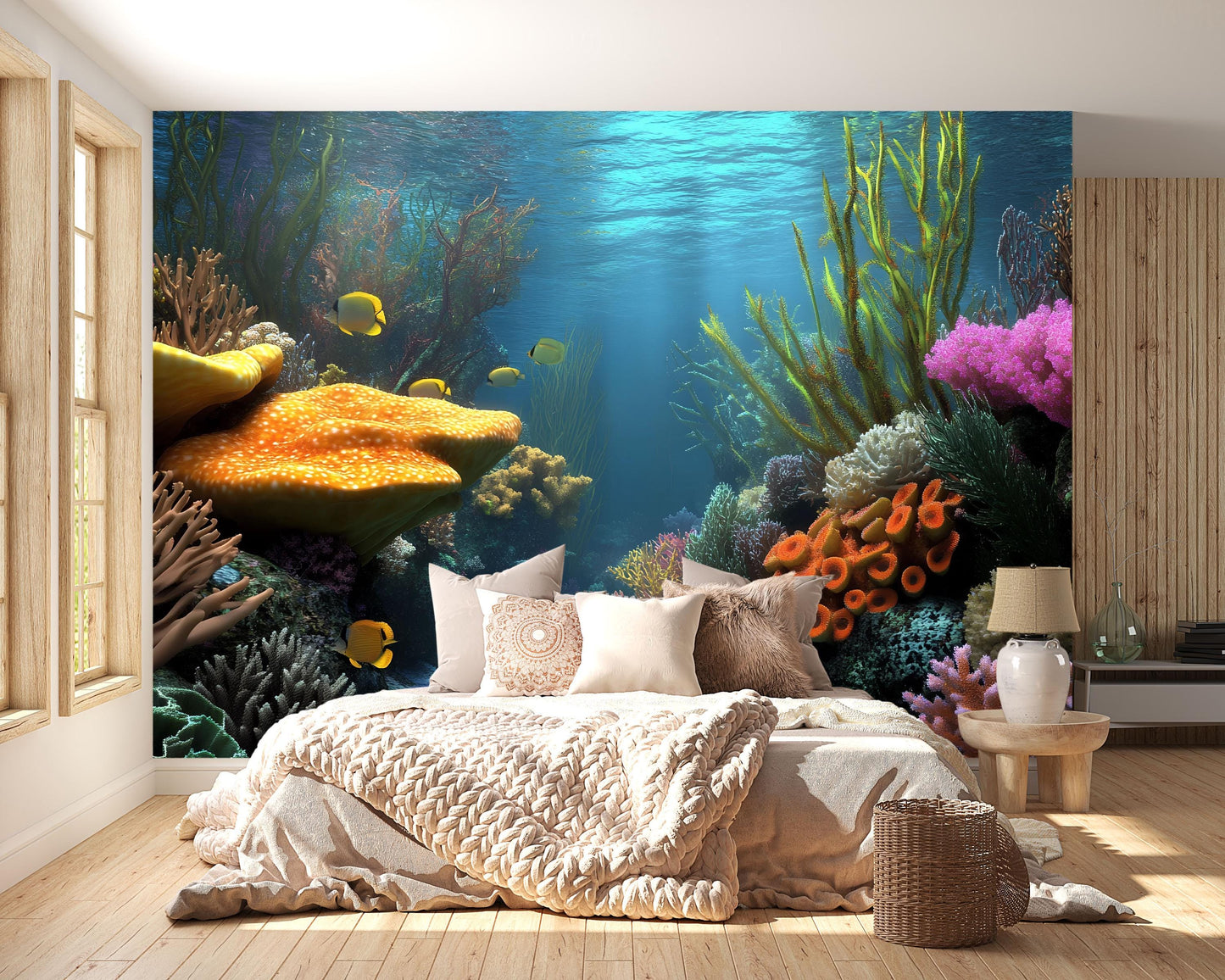 Tropical Coral Reef Wall Mural – Vibrant Underwater Ocean Scene Vn819