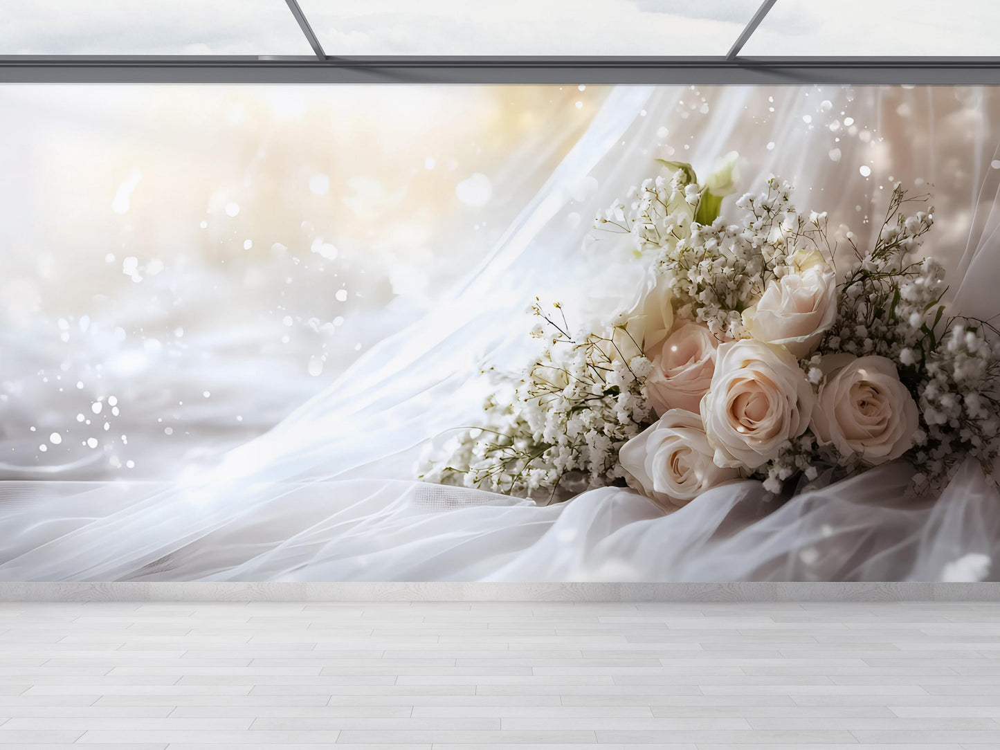 Elegant White Rose Wedding Backdrop - Floral Greenery Photo Wall - Romantic Bridal Shower Decor - Large Flower Wall Mural Vn508