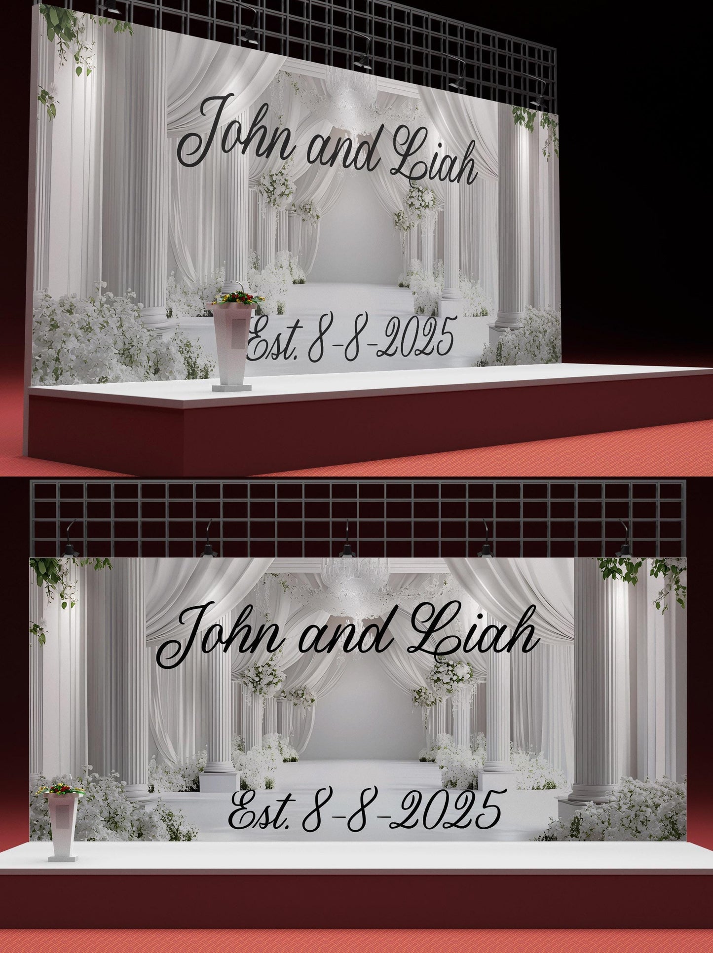 Custom Wedding Welcome Sign | Personalized Elegant White Floral Sign | Couple Name & Date | Wedding Decor Vn509