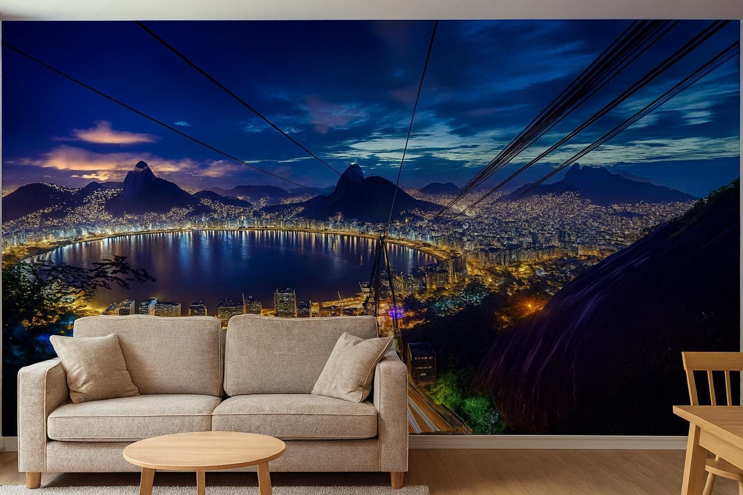 Rio de Janeiro Night Skyline Mural – Brazil Wall Art Wallpaper Vn948