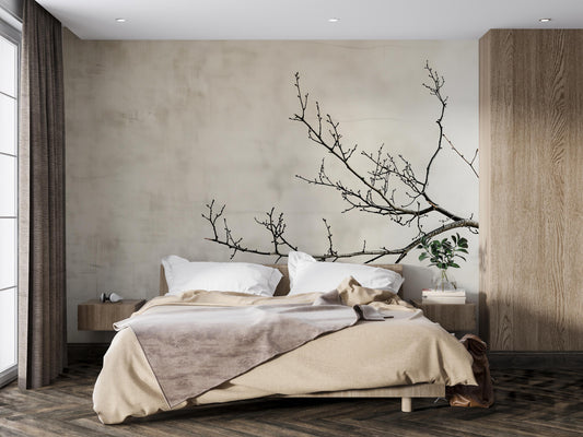 Minimalist Branch Wall Mural | Japandi Nature Wallpaper Vn1040