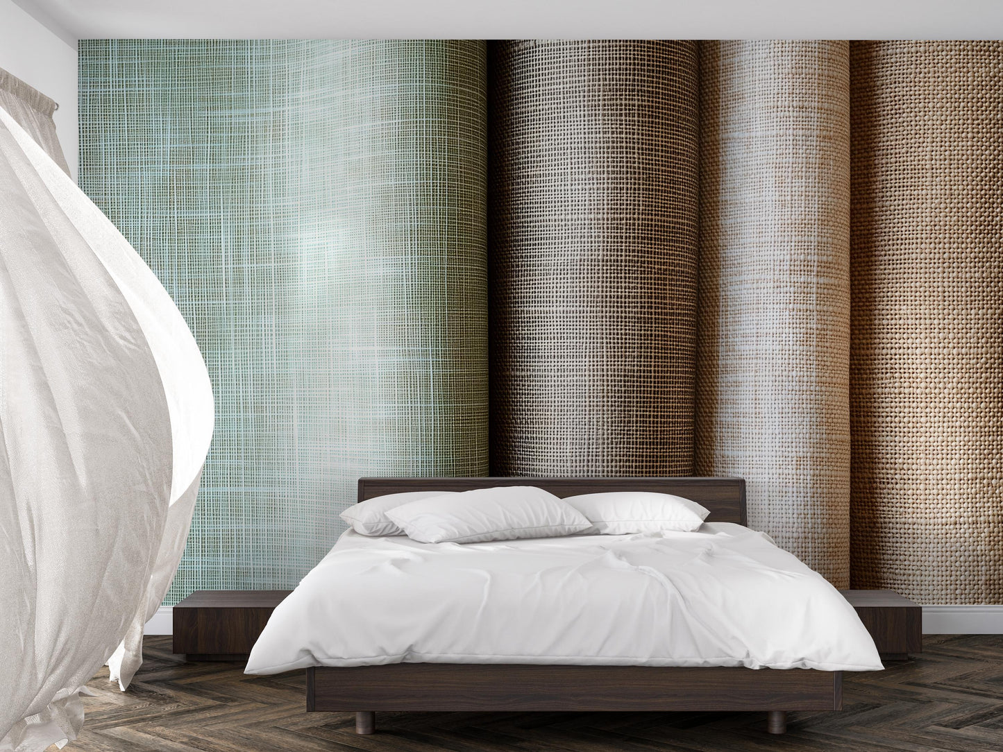 Neutral Textured Wallpaper – Linen Grasscloth Style Wall Covering Wall Art Vn1003