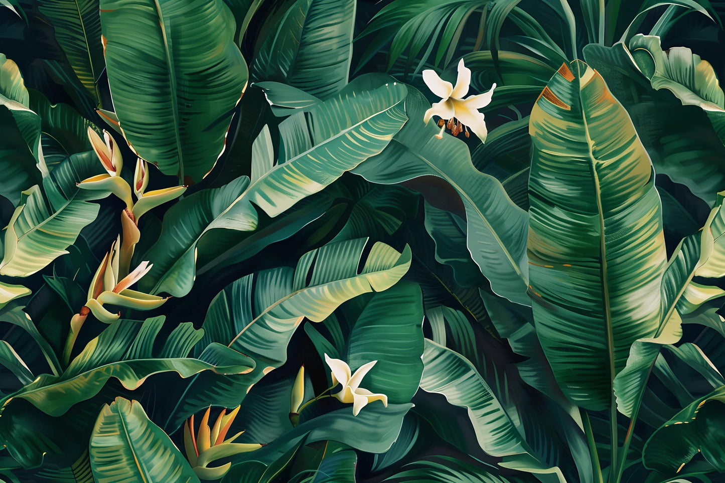 Banana Leaf Wall Mural – Tropical Jungle Botanical Wallpaper for Nursery or Living Room Vn1053