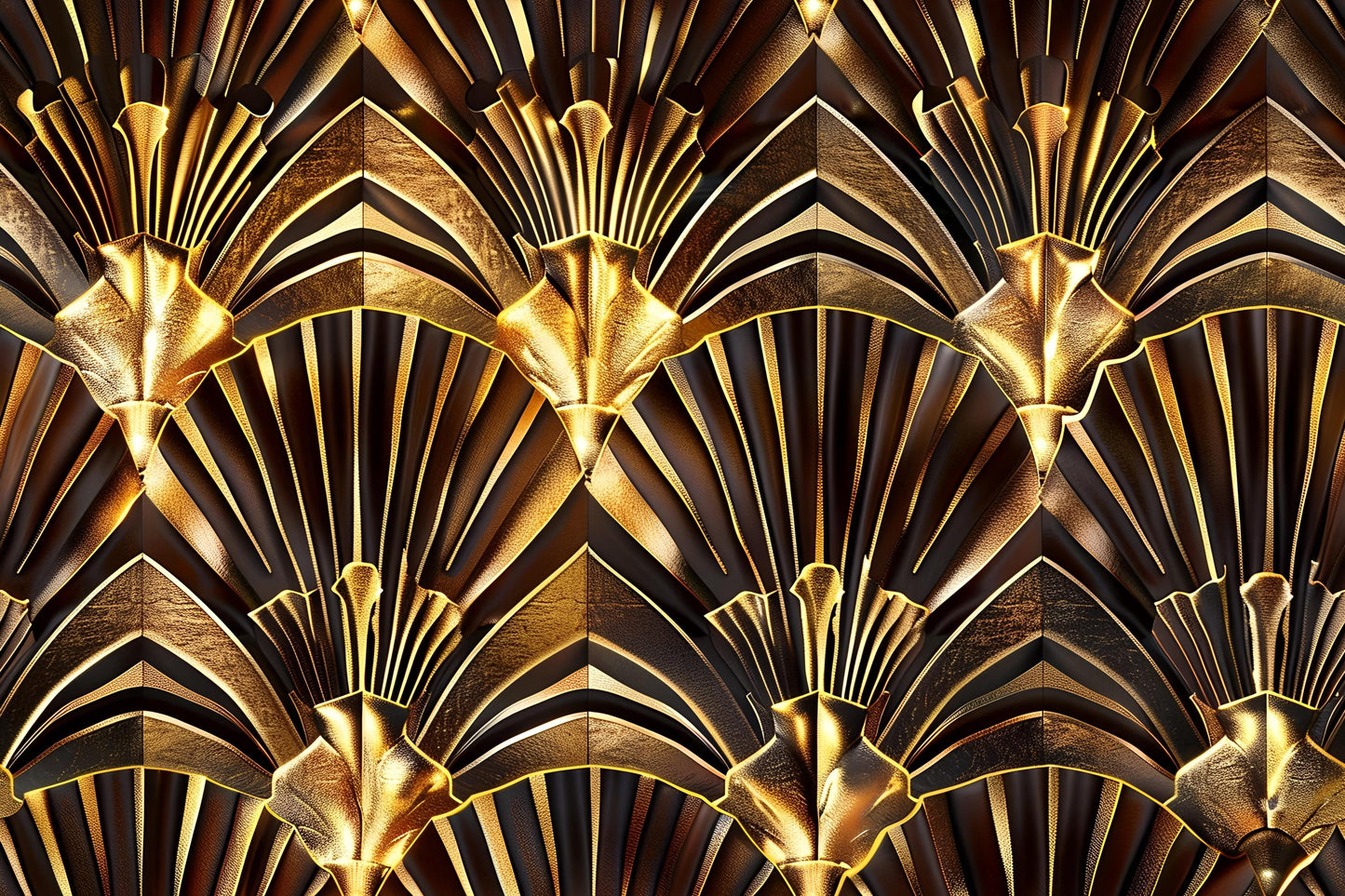 Art Deco Wall Mural – Luxury Gold & Black Geometric Wallpaper, Glam Accent Wall Decor for Bedroom, Living Room or Lounge Vn1083