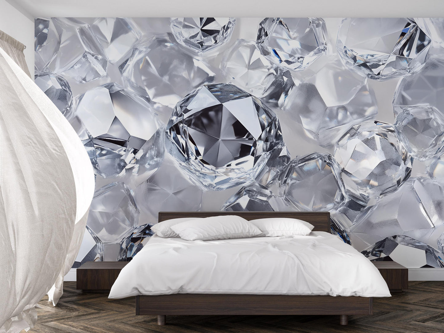 Luxury Diamond Wall Mural – 3D Crystal Gem Wallpaper for Bedroom Decor, Glamorous Statement Wall Art, Elegant Modern Home Accent Vn546