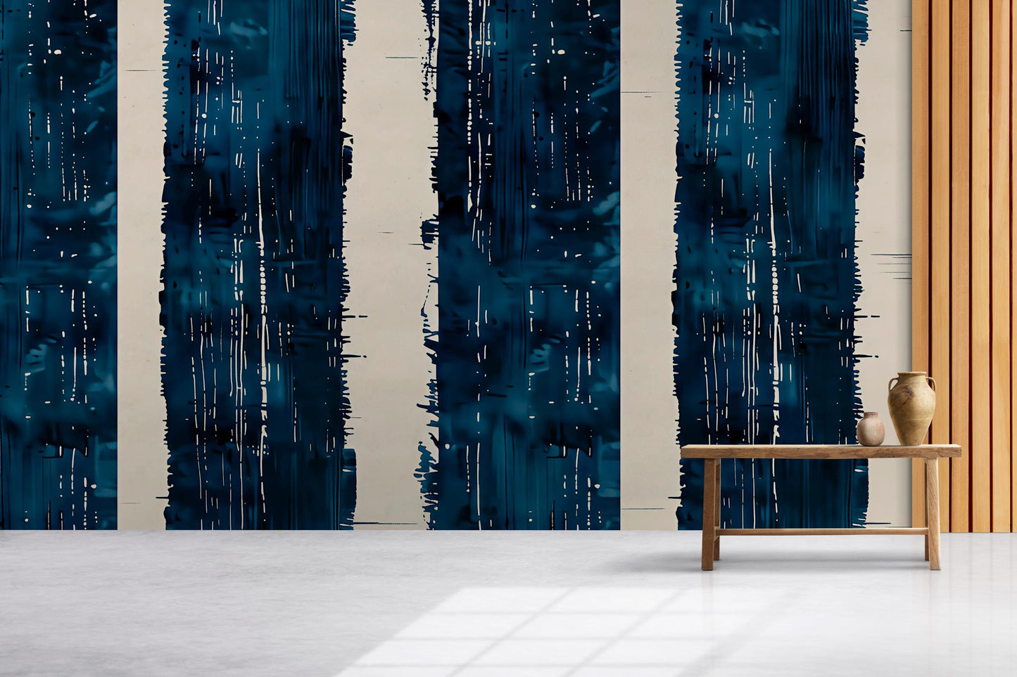 Navy Blue Striped Wallpaper | Modern Abstract Wall Mural | Bold Statement Wall Art Vn1032