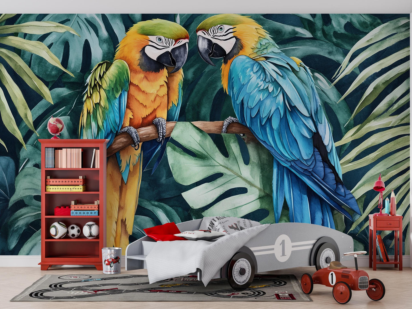 Tropical Macaw Wall Art – Colorful Jungle Bird Print Vn959