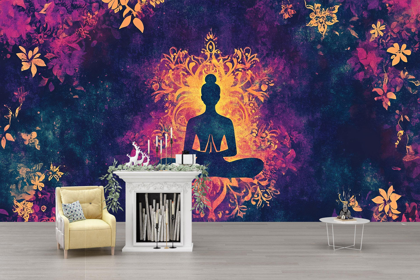 Boho Buddha Wall Art, Meditation Room Decor, Spiritual Tapestry Mural, Zen Yoga Wall Hanging Vn483