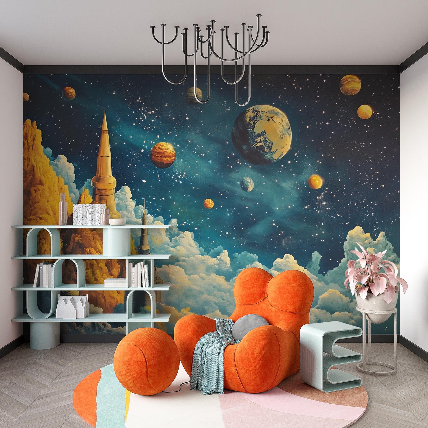 Space Fantasy Wall Mural – Sci-Fi Galaxy Room Decor Vn441