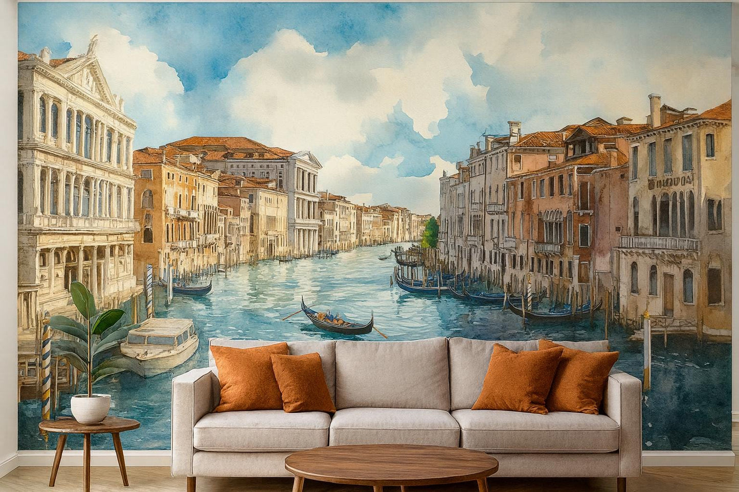 Venice Grand Canal Wall Mural – Watercolor Italy Wallpaper Vn918