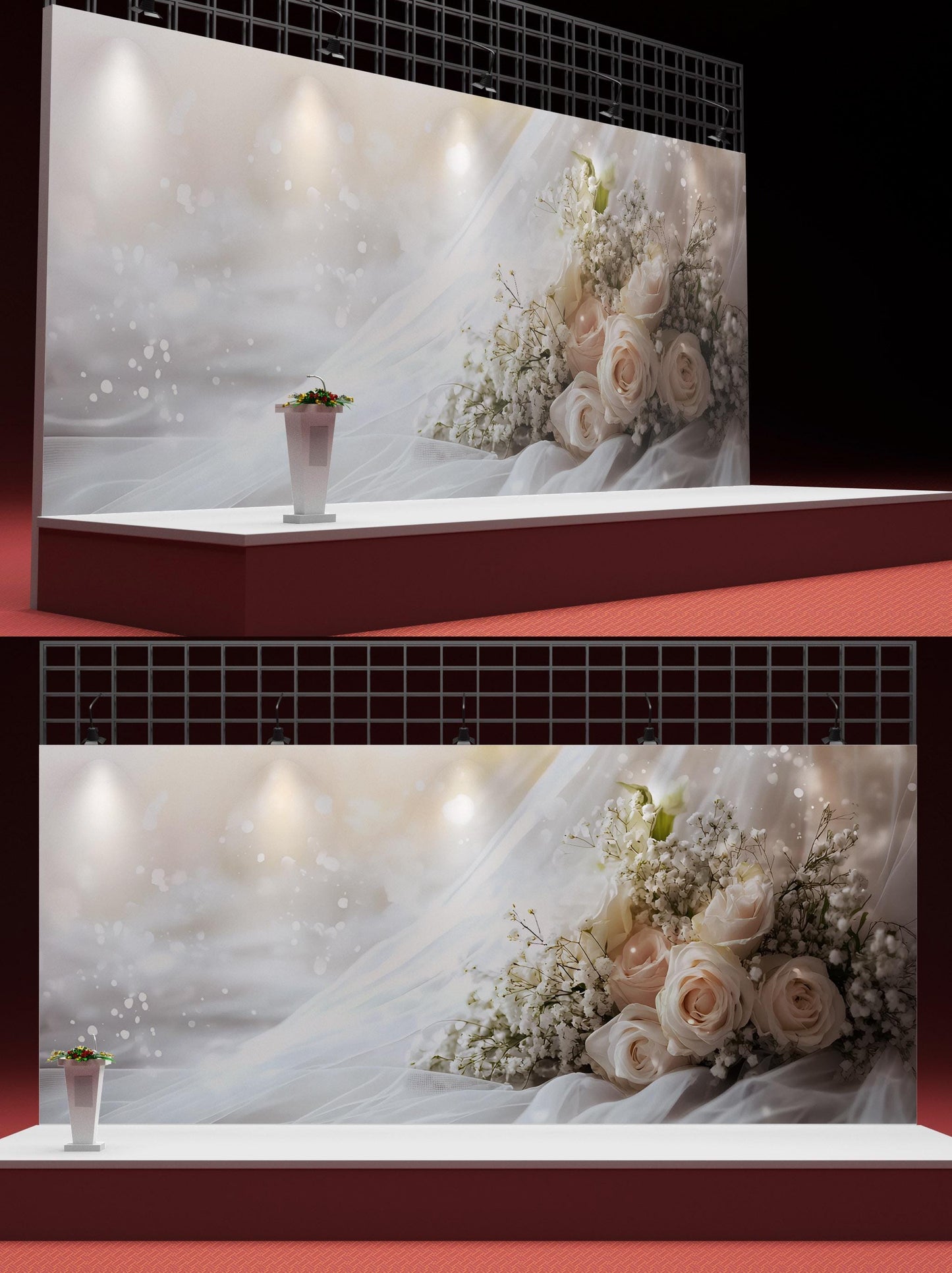 Elegant White Rose Wedding Backdrop - Floral Greenery Photo Wall - Romantic Bridal Shower Decor - Large Flower Wall Mural Vn508