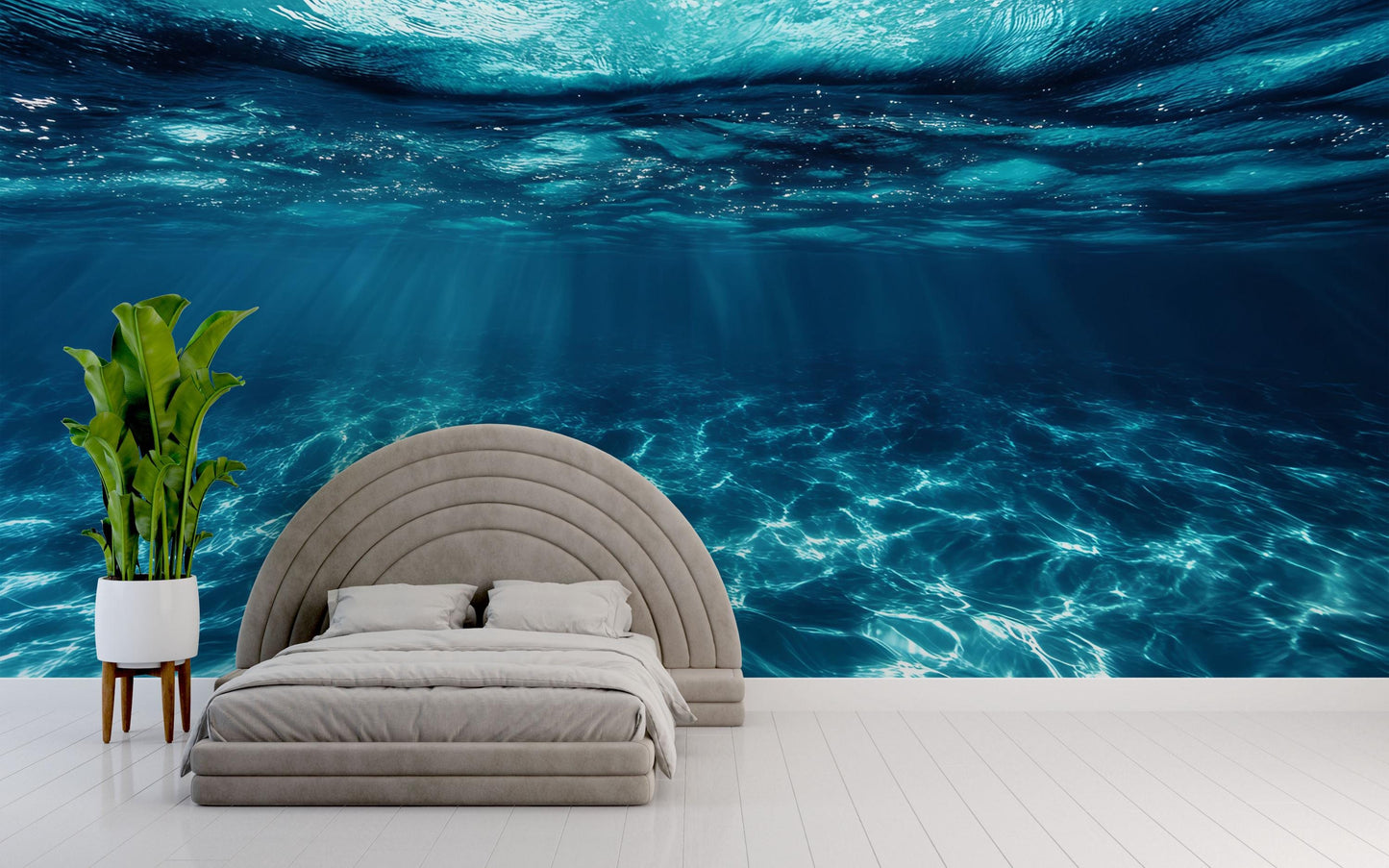 Underwater Ocean Wave Wall Mural – 3D Realistic Sea Water Wallpaper for Bedroom, Coastal Decor Vn742