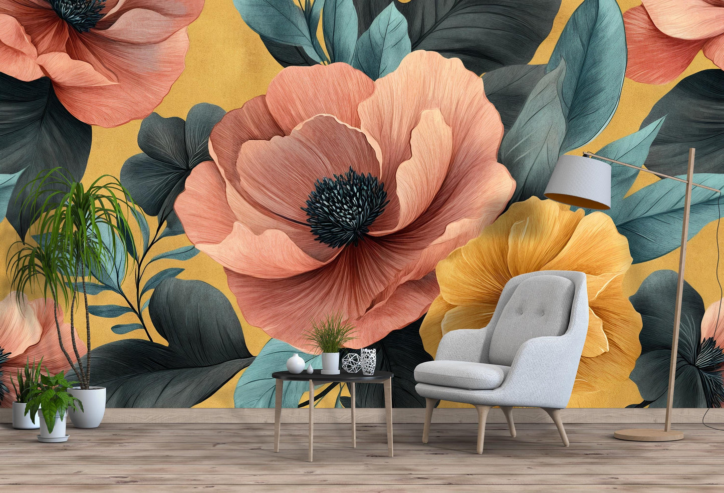 Large Floral Wall Mural – Bold Peony Flower Wallpaper Vn1025