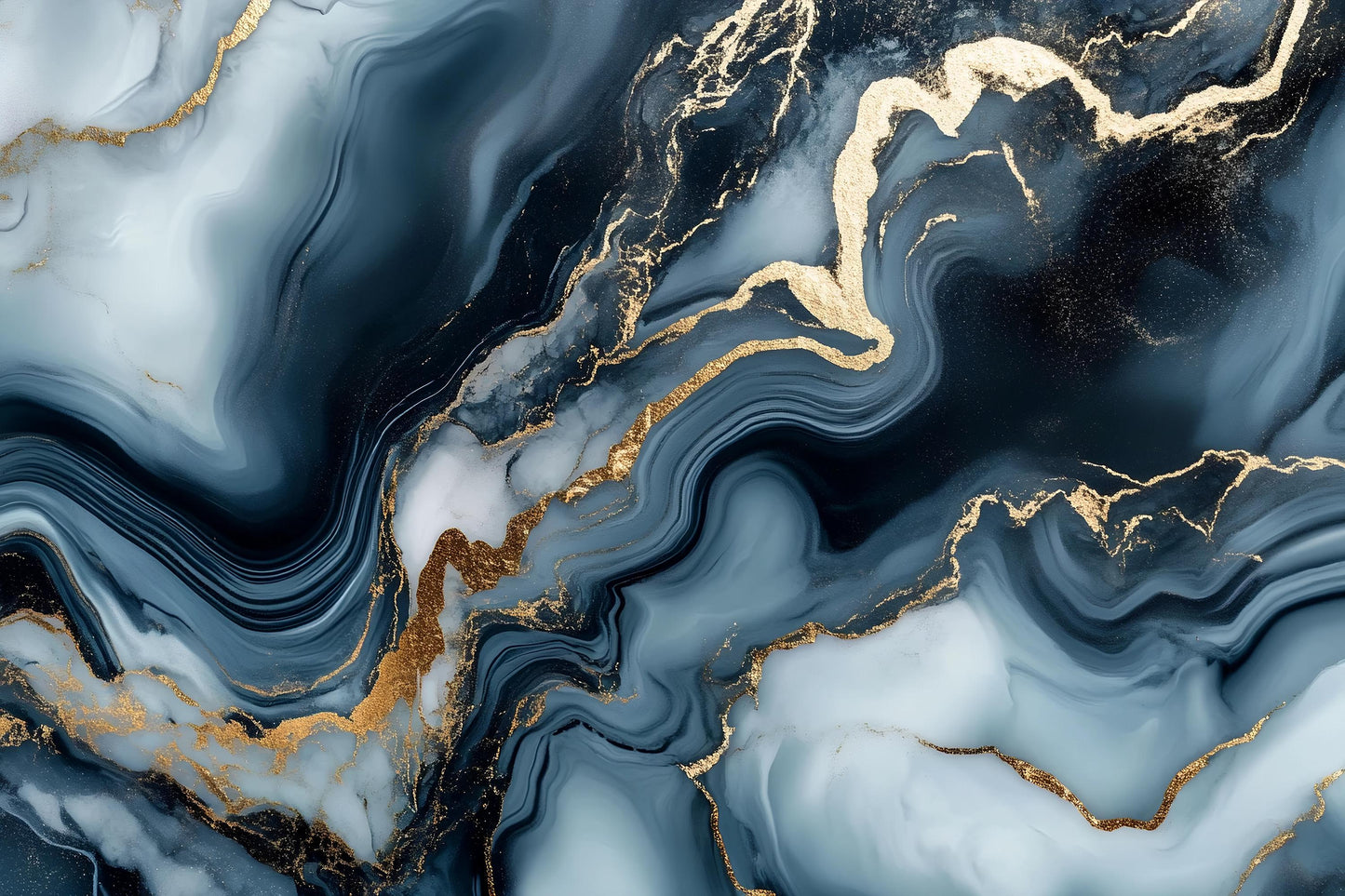 Blue Gold Marble Wall Mural – Abstract Luxury Wallpaper Vn968