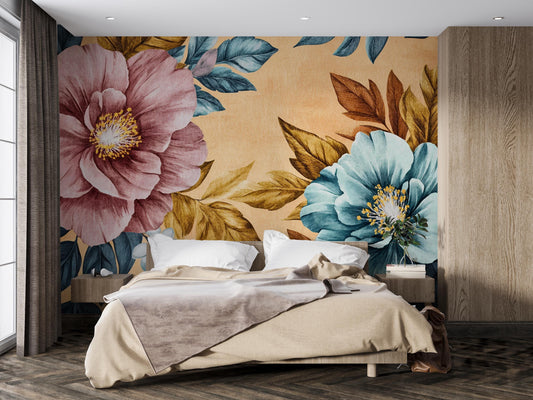 Bold Floral Wall Mural – Large Oversized Flowers Wallpaper Vn1024