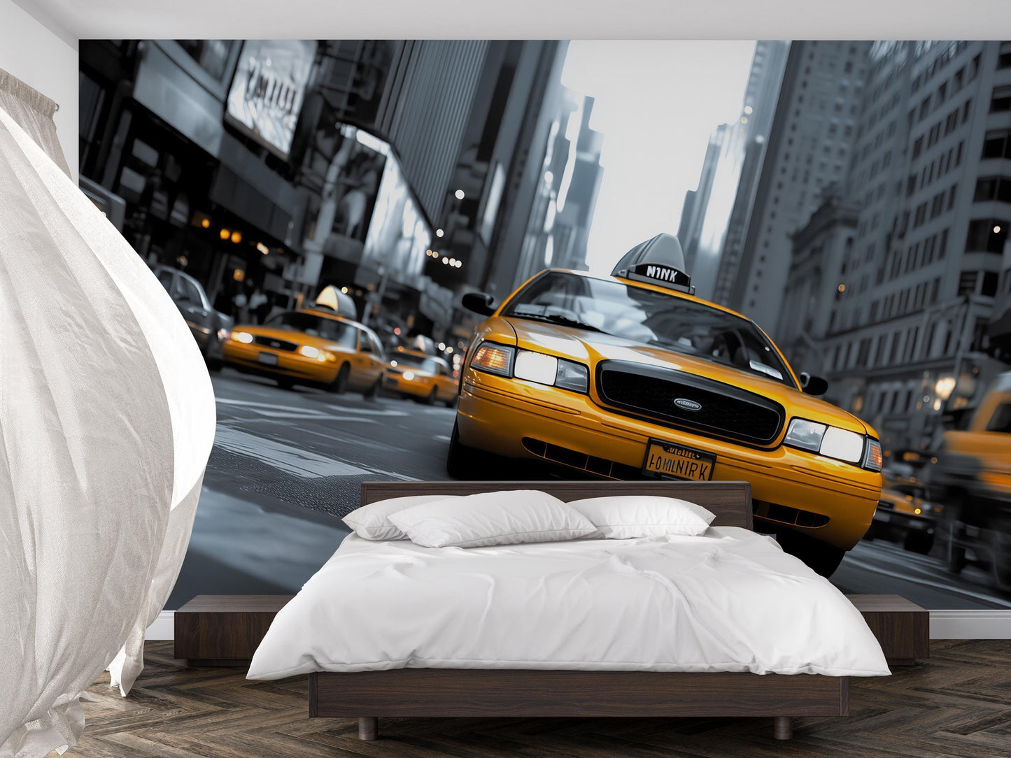 NYC Yellow Taxi Wall Mural – New York City Street Wallpaper Vn903