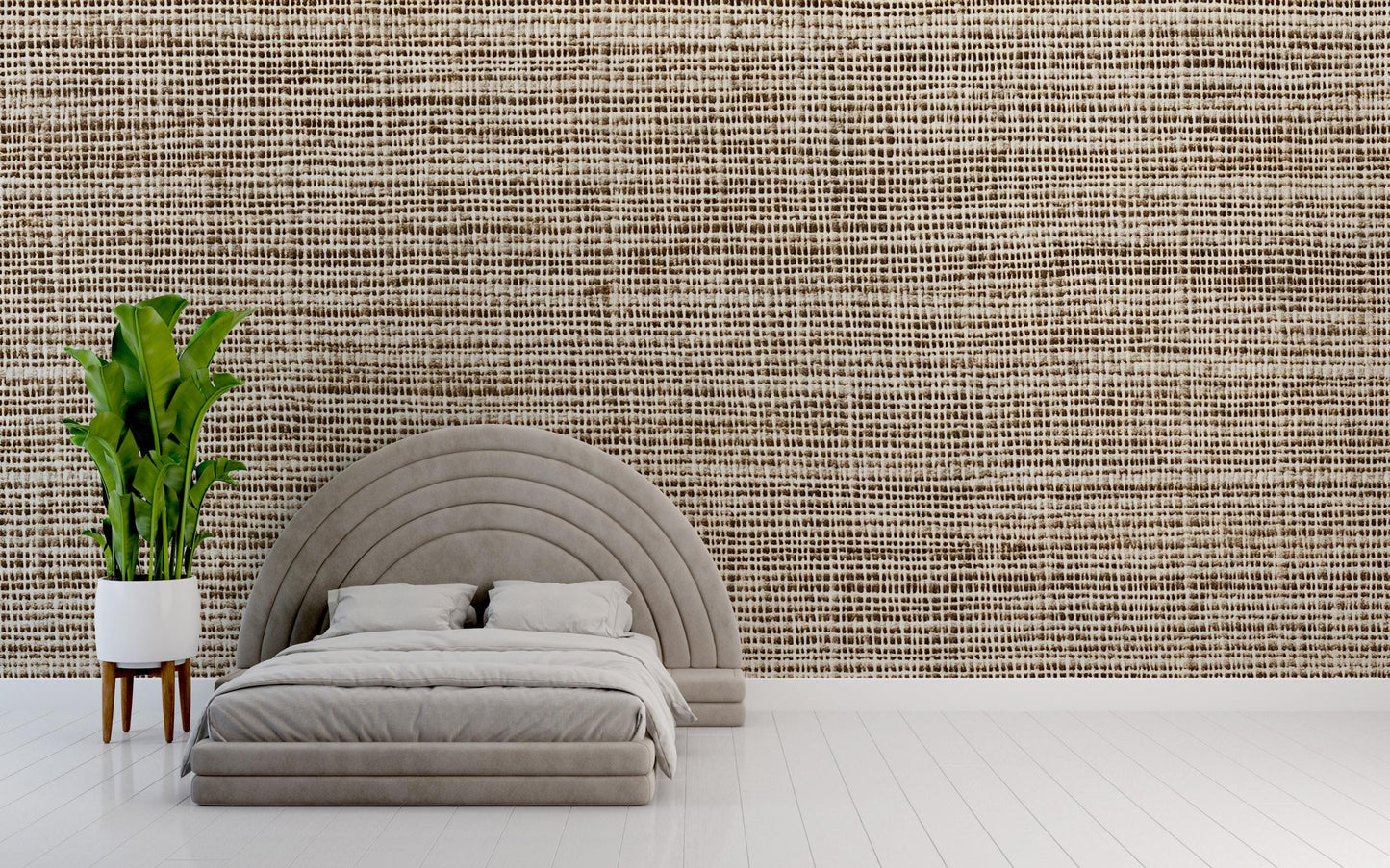 Textured Linen Wallpaper – Neutral Woven Fabric Look Wall Mural for Modern Interiors Vn1011