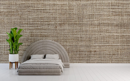 Textured Linen Wallpaper – Neutral Woven Fabric Look Wall Mural for Modern Interiors Vn1011