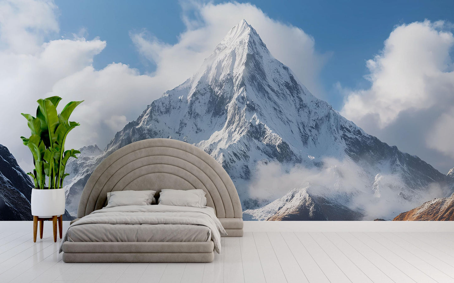 Mountain Wall Mural for Bedroom – Snowy Peak Scenic Wallpaper – Nature Landscape Mural Art Vn697