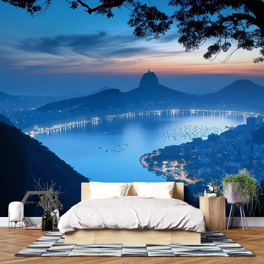 Rio de Janeiro Twilight Skyline Mural – Brazil Wall Art Wallpaper Vn949