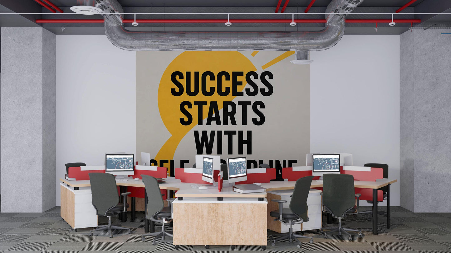 Success Starts with Self-Discipline Wall Mural – Motivational Office Quote Decor Vn889
